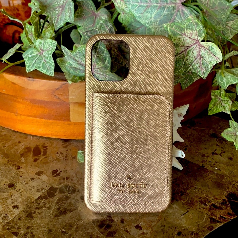 Kate Spade New York Metallic Saffiano Leather IPhone 12 mini Wallet Case